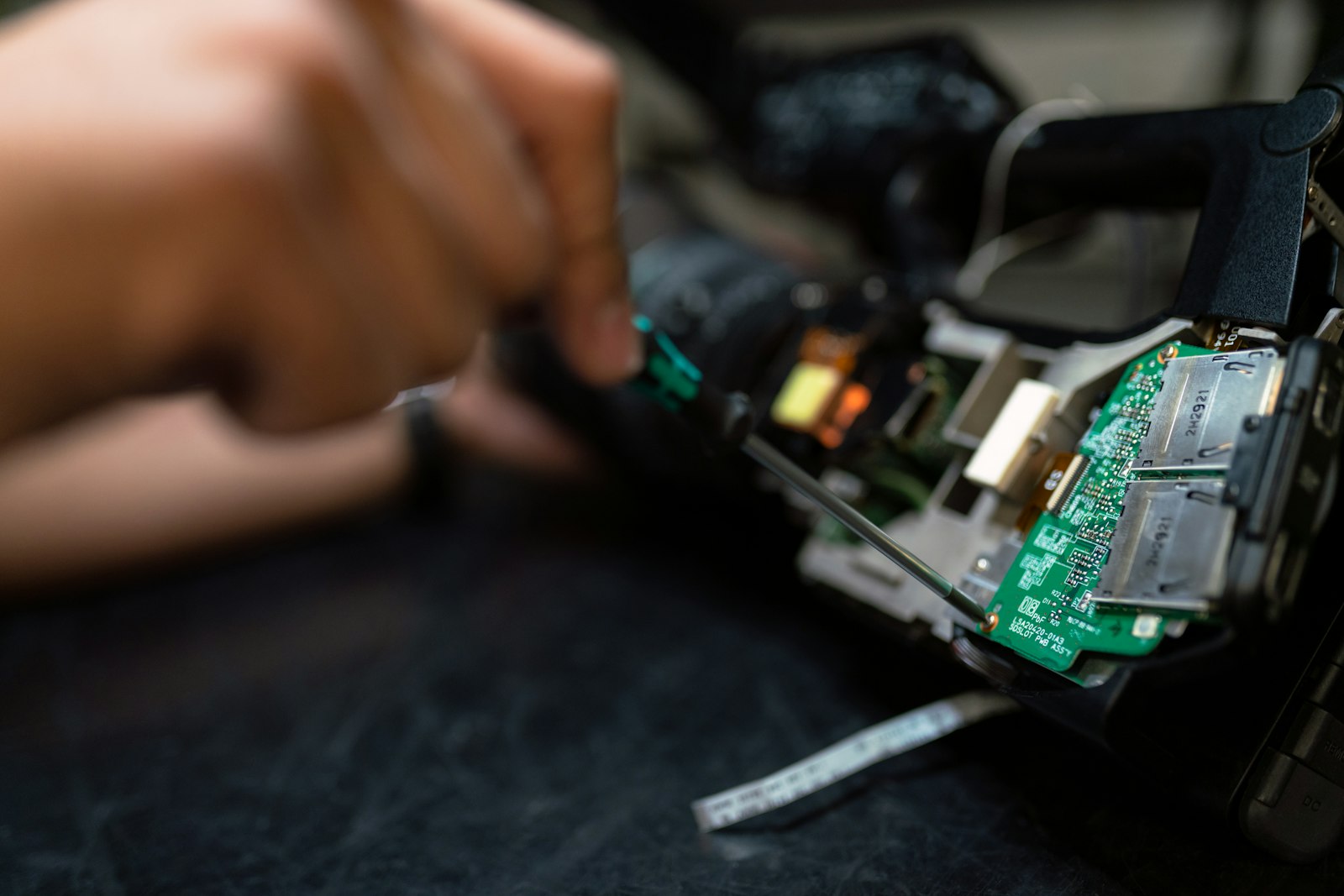 A security engineer reviewing equipment